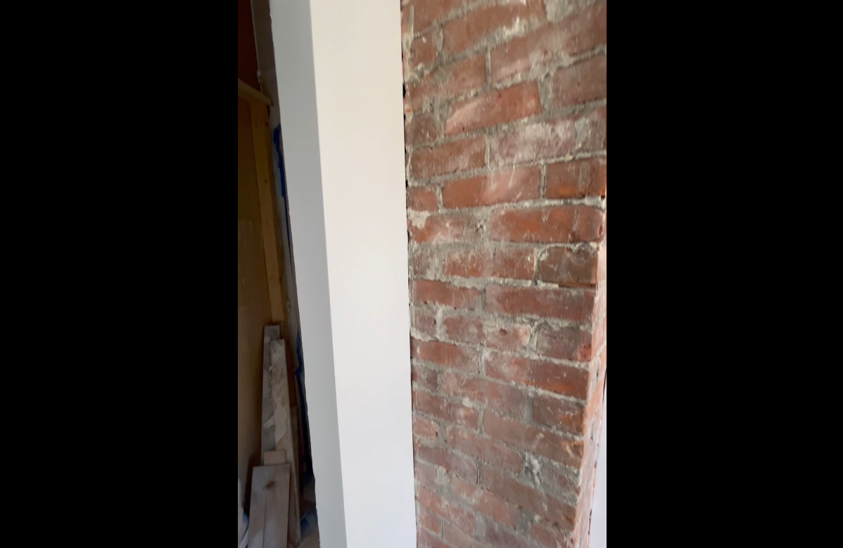 Tear-away finish on brick